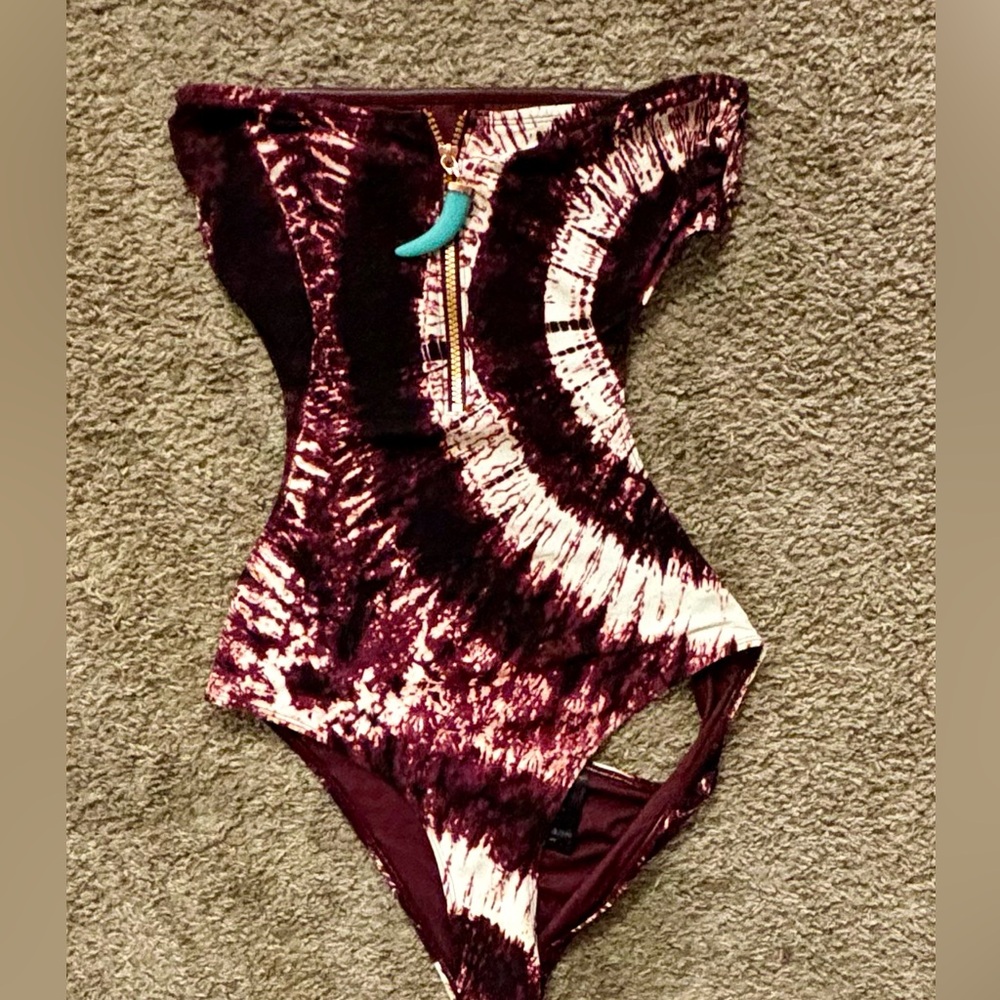 NWOT H&M one piece bathing suit size 10 Strapless zipper Turquoise charm